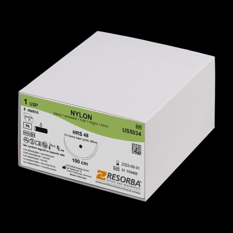 Нейлон моно USP 9-0 чорний, довжина 15 см, голка колюча 6мм, 3/8 кола